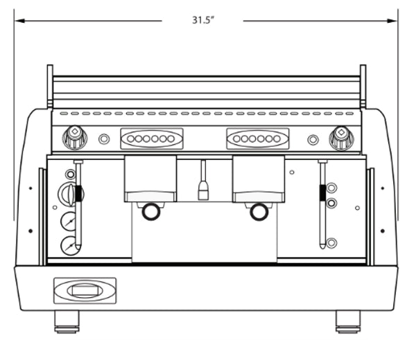 Synchro Espresso Coffee Machine 2 Group With Grinder Estella.